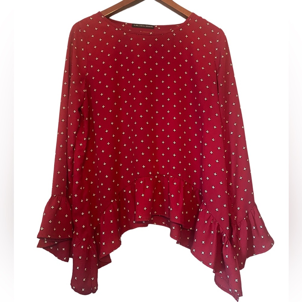Harlowe & Graham Burgundy Bell Sleeved Blouse